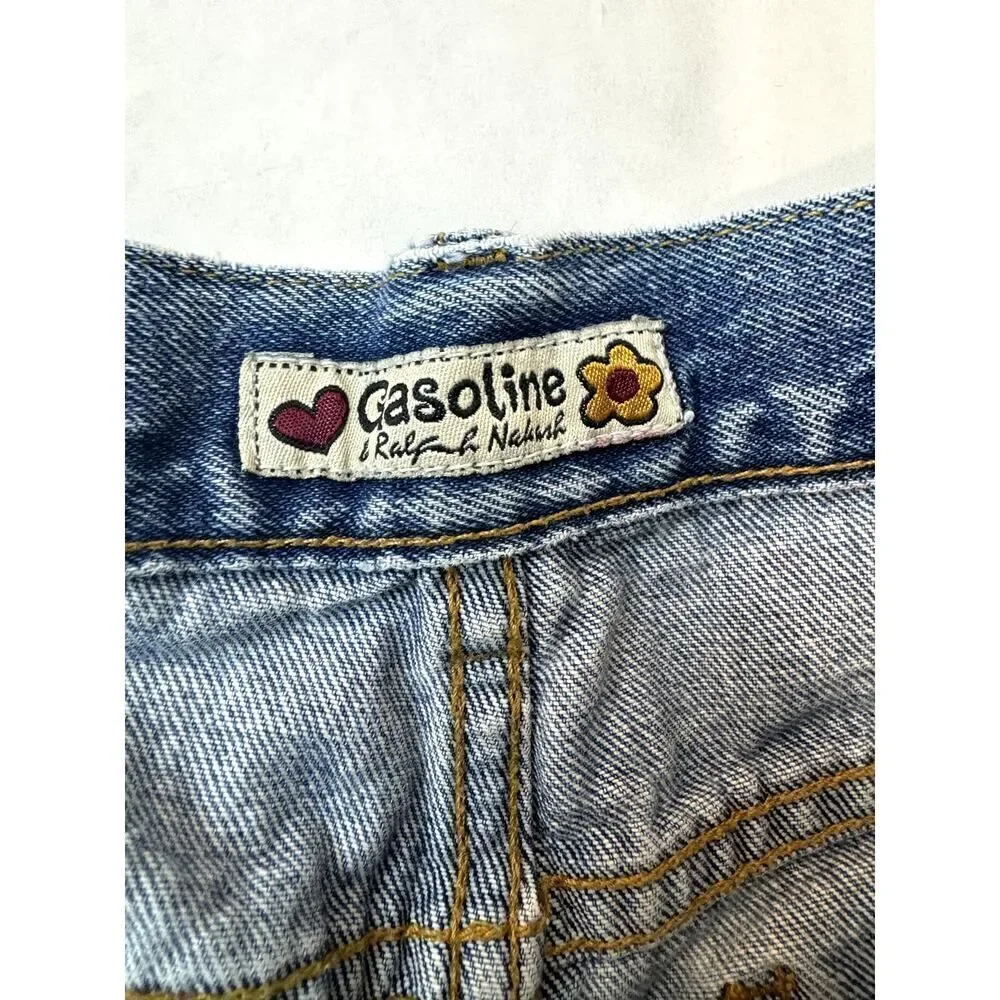 Vintage Embroidered Gasoline Jeans Floral 100% Cotton - Girls Size 14